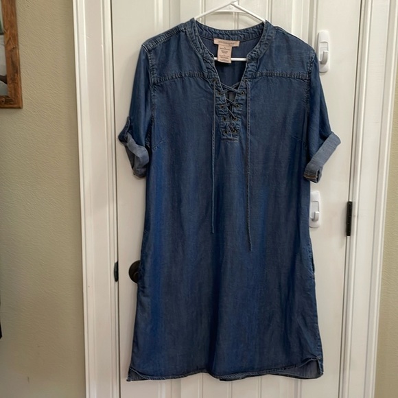 Philosophy Dresses & Skirts - PHILOSOPHY denim lace up front dress.  L